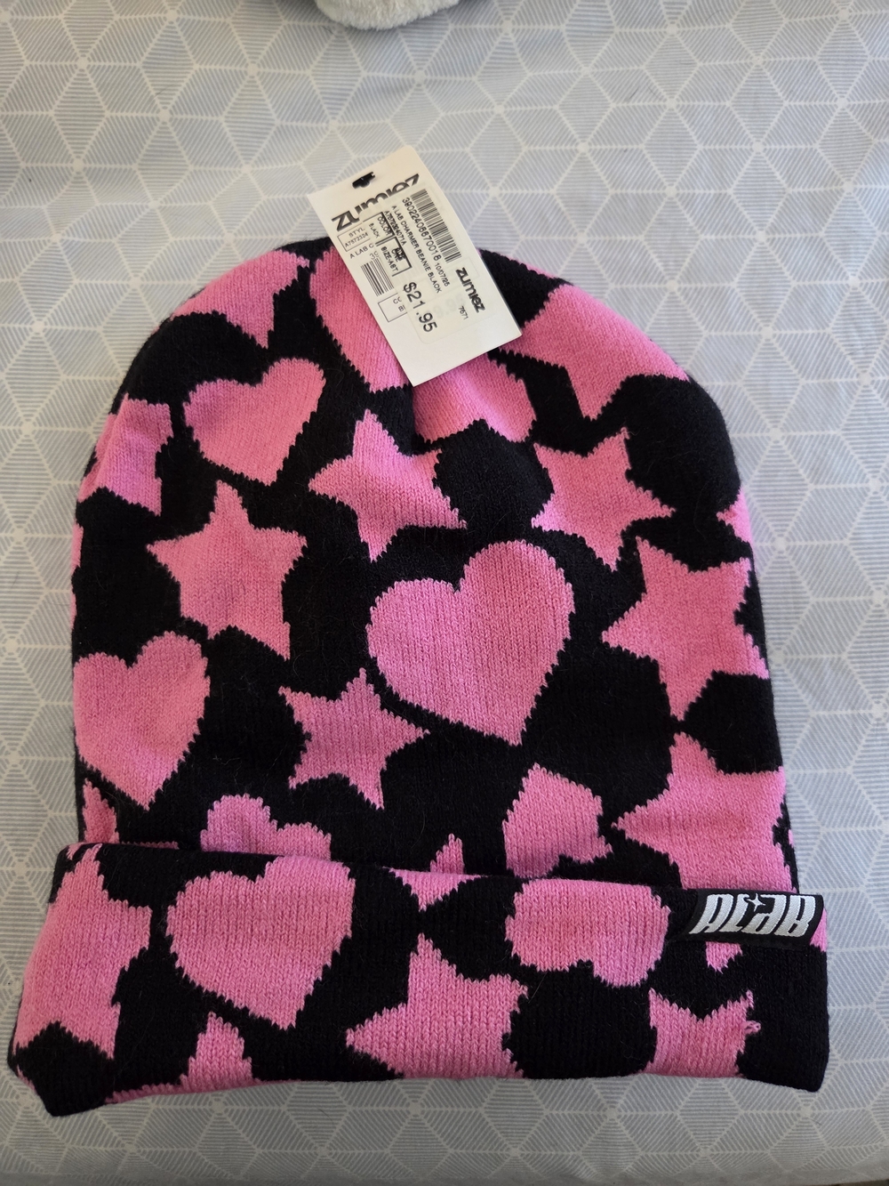 aLab Kids Pink & Black Heart and Star Beanie Hat by DEBAR